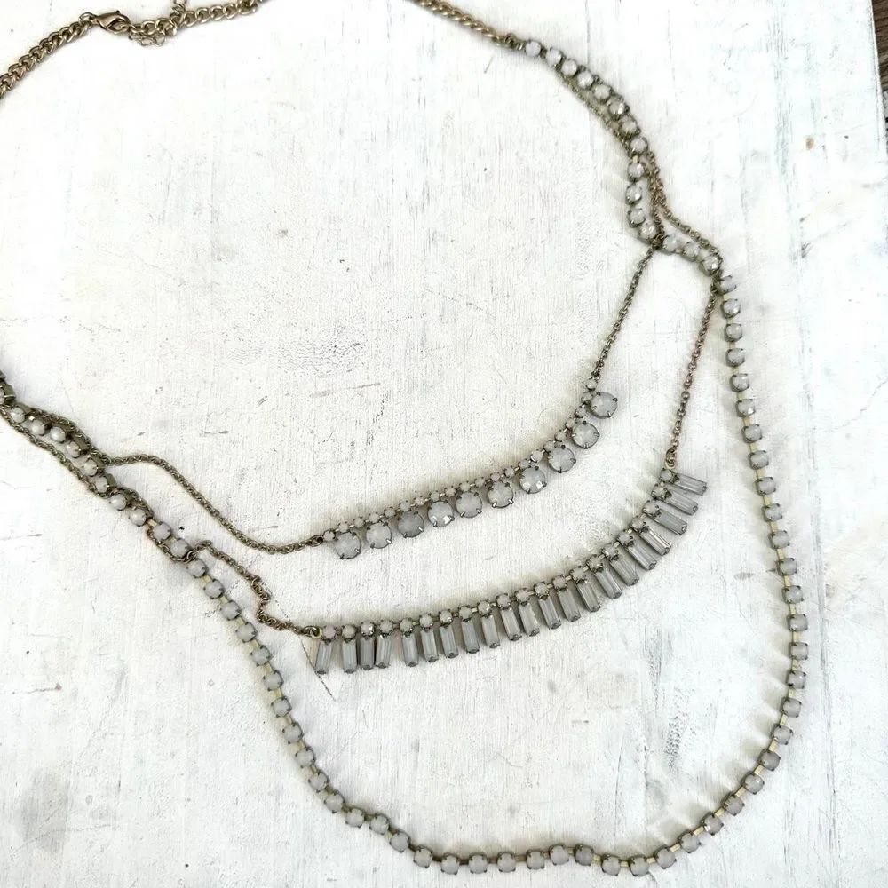 Multi chain blue beaded necklace - Picture 10 of 11